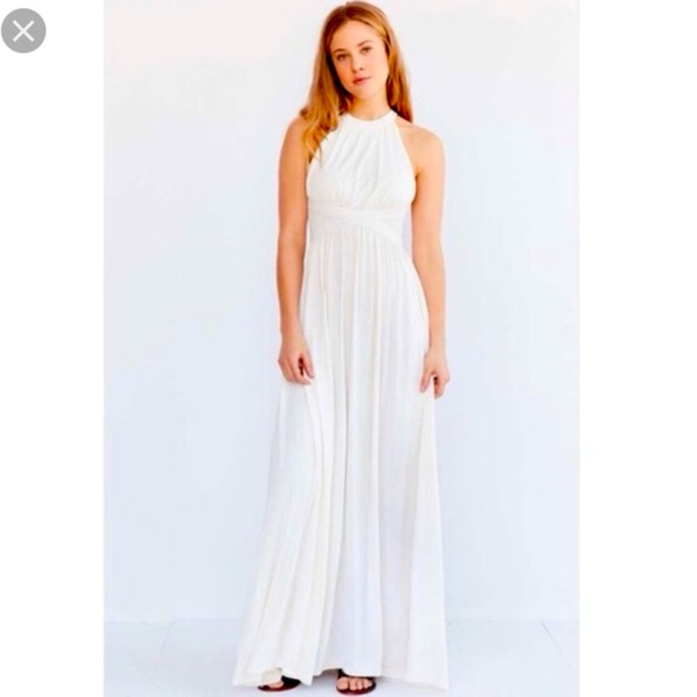 UO Silence & Noise White Grecian Goddess Maxi Dress